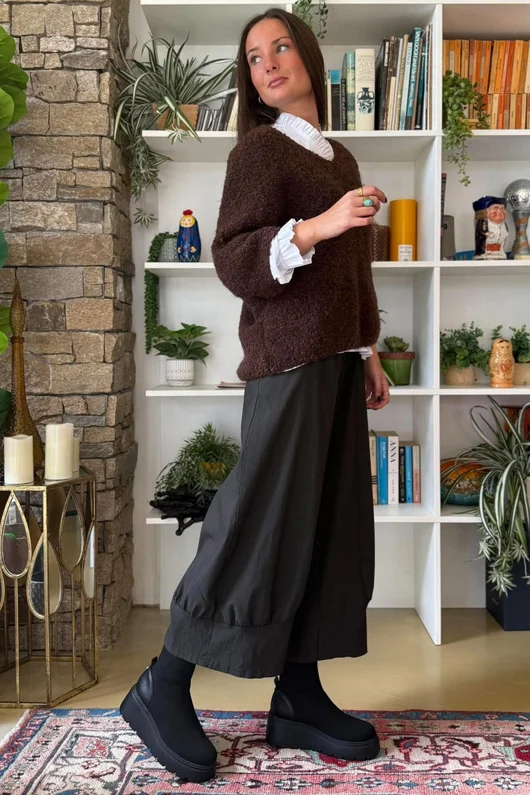 Lola Boucle Slouch Knit Conker